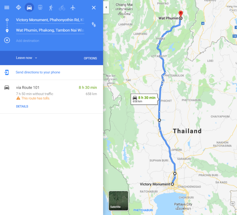 Map Bkk to Nan